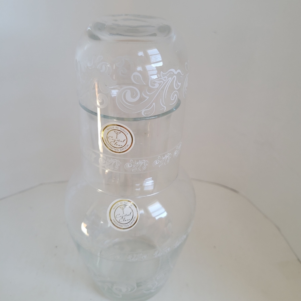 Felice Water Set-2 Piece Frosted Crystal Design Bedside Water